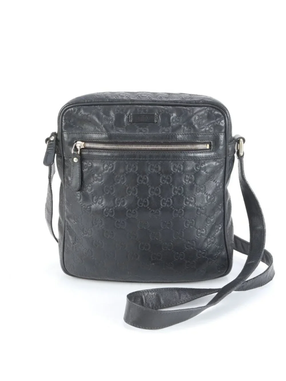 Gucci Guccissima Leather Shoulder Bag Crossbody Messenger Black